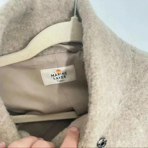 Marine Layer Stephanie Cocoon Coat Sand Neutral Chic Minimalist Size XS - Picture 8 of 9